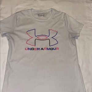 Under Armour Kids White Tee with Multicolor Logo